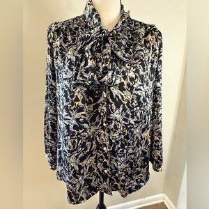 Rope dressy floral bow top black blue pink tan SZ M